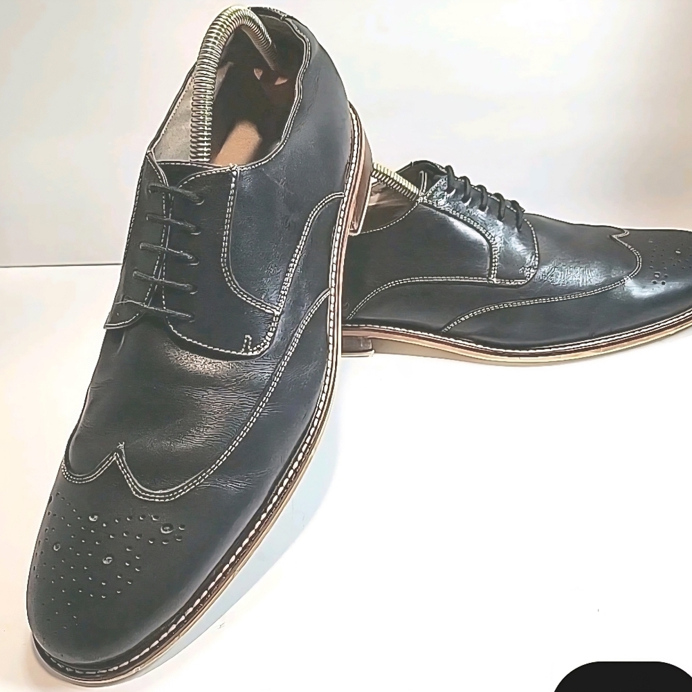 Banana Republic Oxford Black Leather Wingtip Brogue Derby Mens Shoes Size 11.5